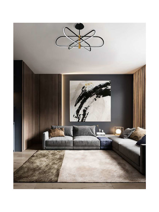 Atman Madrid Μοντέρνα Μεταλλική Πλαφονιέρα Οροφής με Ενσωματωμένο LED σε Μαύρο χρώμα 78cm LEG-6032-BL